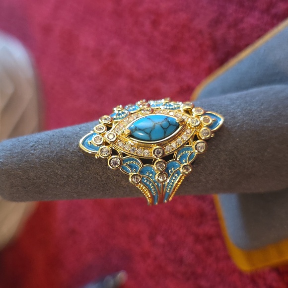 Gold and Blue Statement Ring - Picture 3 of 4